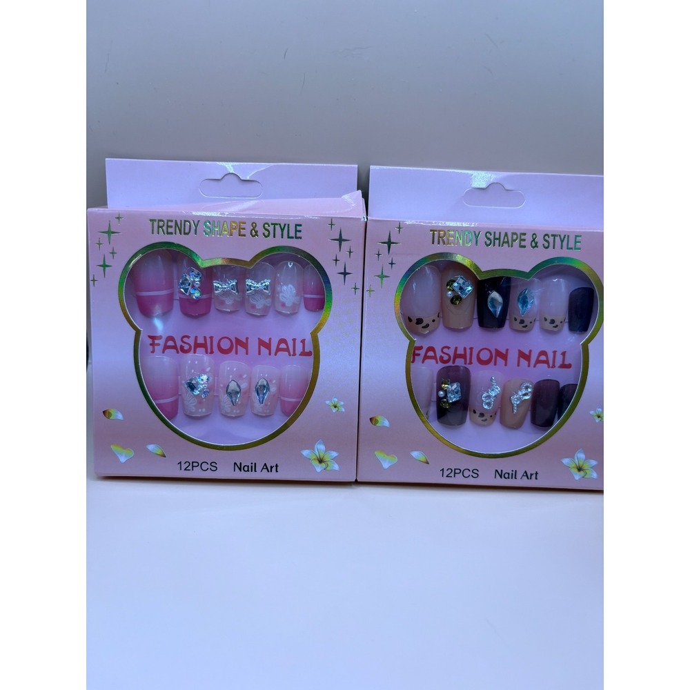 Fashion Nails - Press On Nails, 12 Pcs Nail Art - 2 Boxes